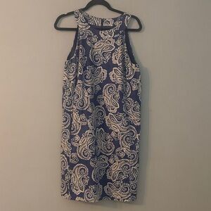 LOFT Blue and White Paisley Midi Dress
